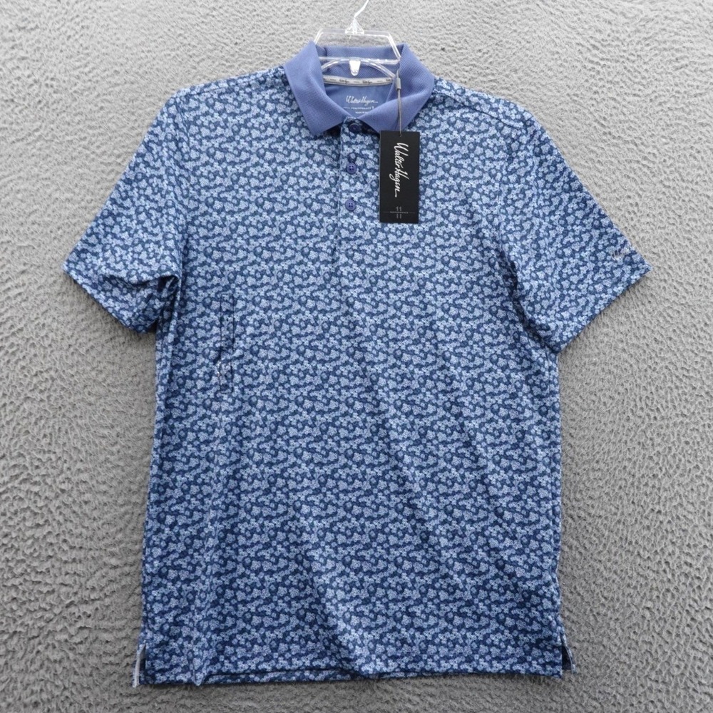 Walter Hagen Mens P11 Dogwood Ditsy Floral Golf‎ Polo Small Blue NEW